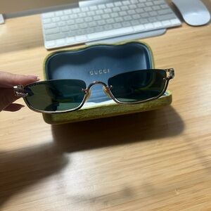 Gucci Upside Down Narrow Golden Sunnies